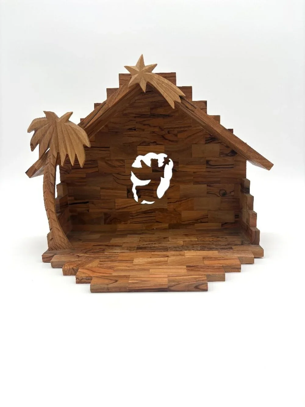 Large 14 Piece Hand Carved Olive Wood Nativity Scene